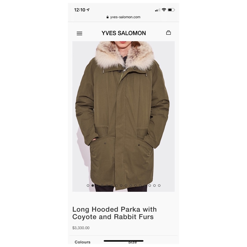 Yves Salomon Mens Long Fur Jacket with Hood